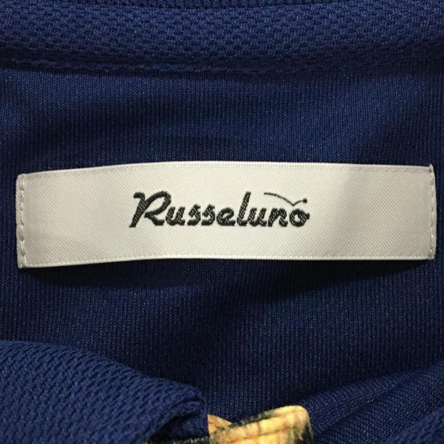 【新品】ラッセルノ ポロシャツ ネイビー 半袖シャツ サイズ5 ボーダーロゴ Russeluno（ラッセルノ） 【超美品】ラッセルノ 半袖ポロシャツ