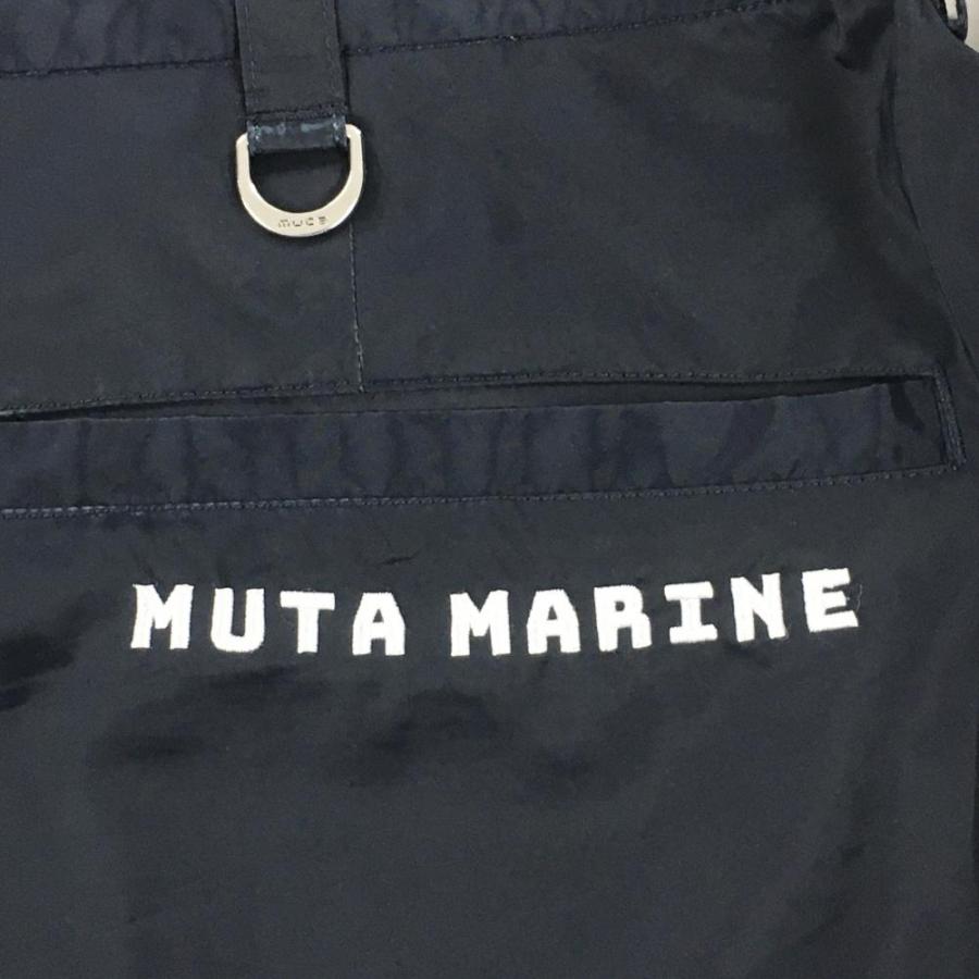 muta（ムータ） パンツ ネイビー×白 シャカシャカ ロゴ刺しゅう 薄手