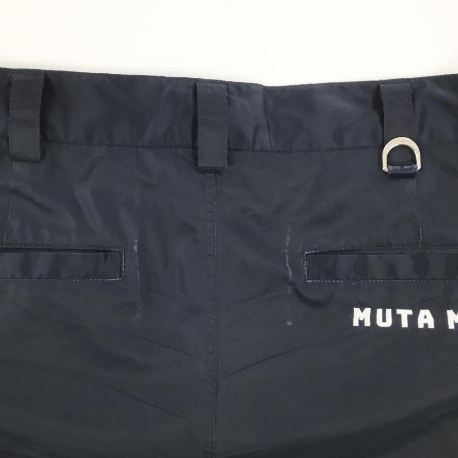 muta（ムータ） パンツ ネイビー×白 シャカシャカ ロゴ刺しゅう 薄手