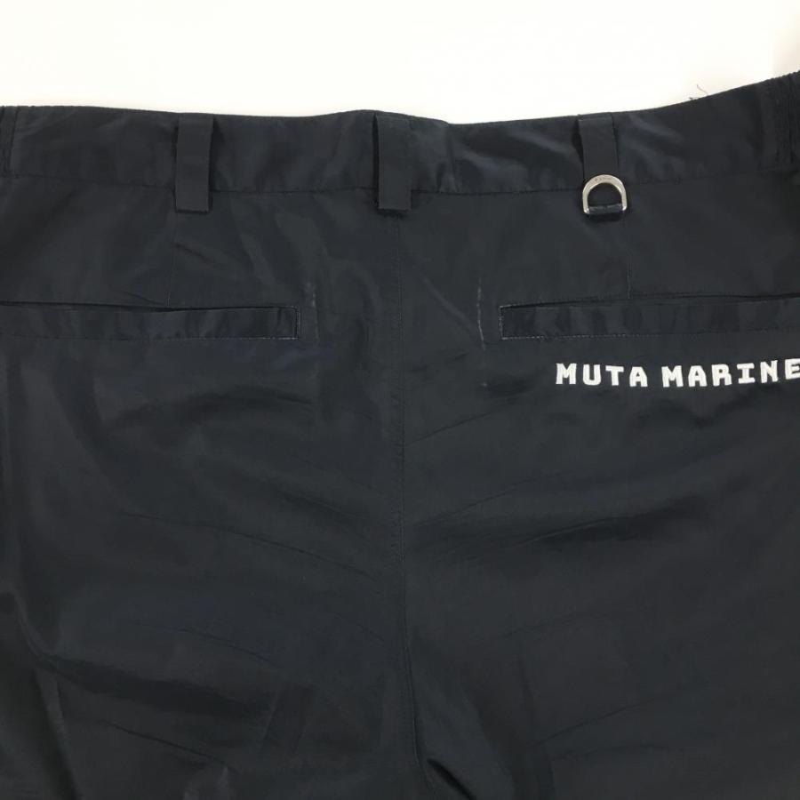 muta（ムータ） パンツ ネイビー×白 シャカシャカ ロゴ刺しゅう 薄手