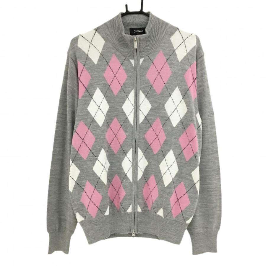 Titleist（タイトリスト） ニットジャケット グレー×ピンク アーガイル