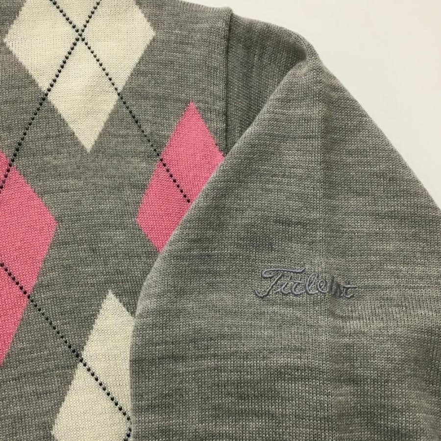Titleist アーガイル ジャケット Titleist（タイトリスト） ニットジャケット グレー×ピンク アーガイル