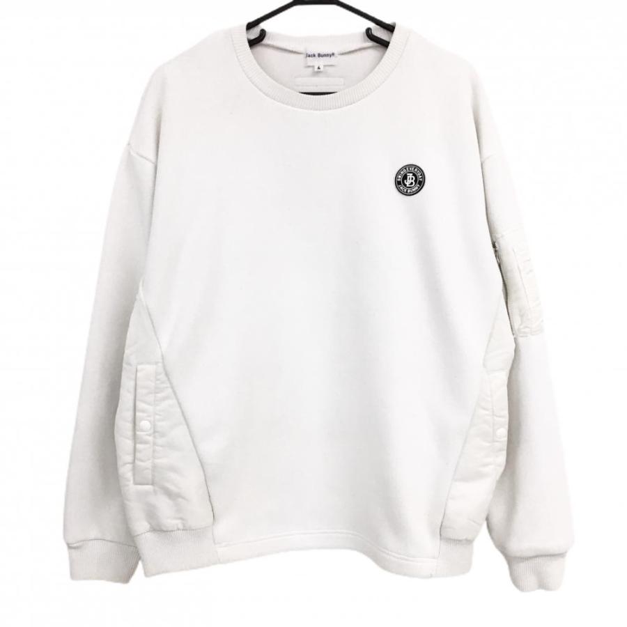Jack Bunny!!（ジャックバニー） 切替セーター 白 ロゴ黒 サイド薄中綿