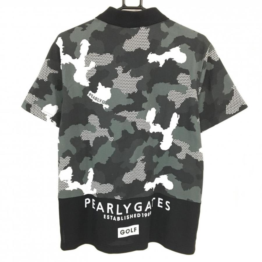 PEARLY GATES（パーリーゲイツ） 半袖ポロシャツ 黒×グレー×白 迷彩