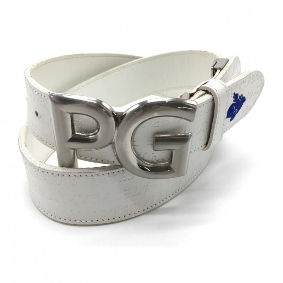 PEARLY GATES（パーリーゲイツ） トップ式ベルト 白 ロゴ型押し メンズ