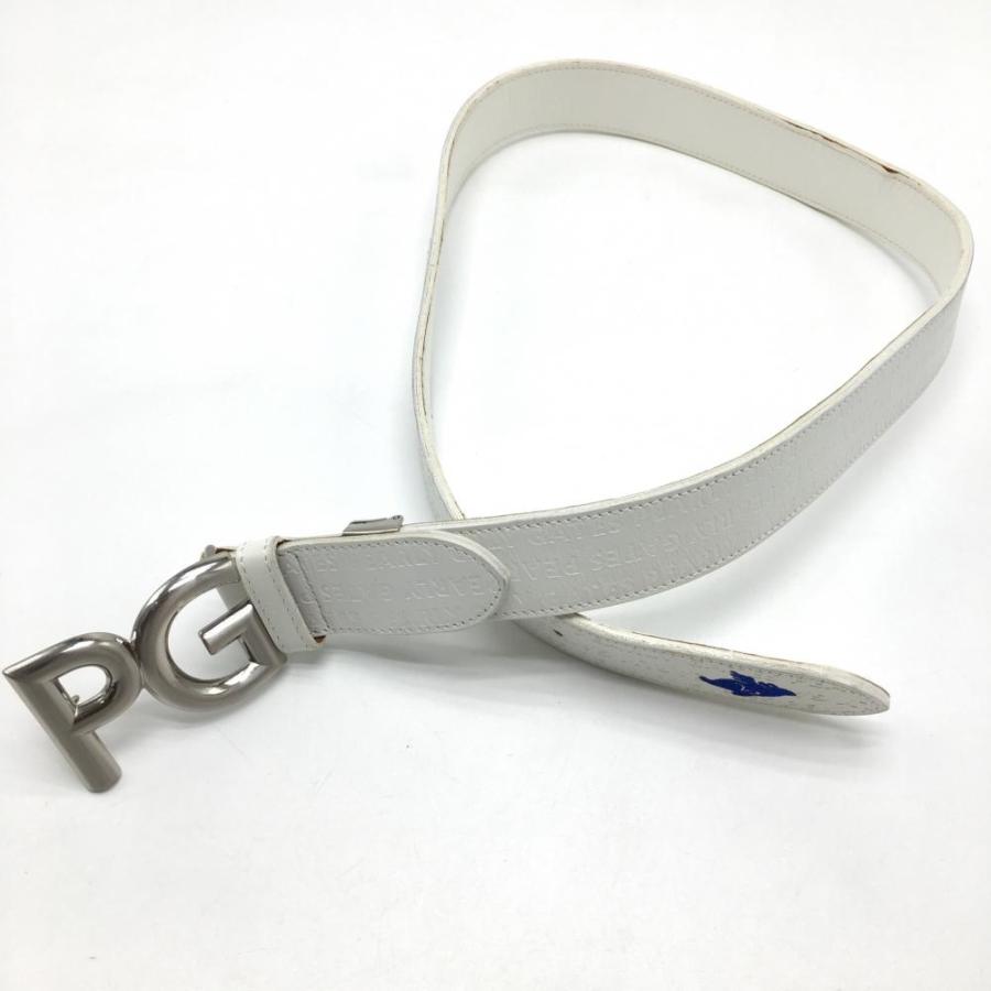 PEARLY GATES（パーリーゲイツ） トップ式ベルト 白 ロゴ型押し メンズ
