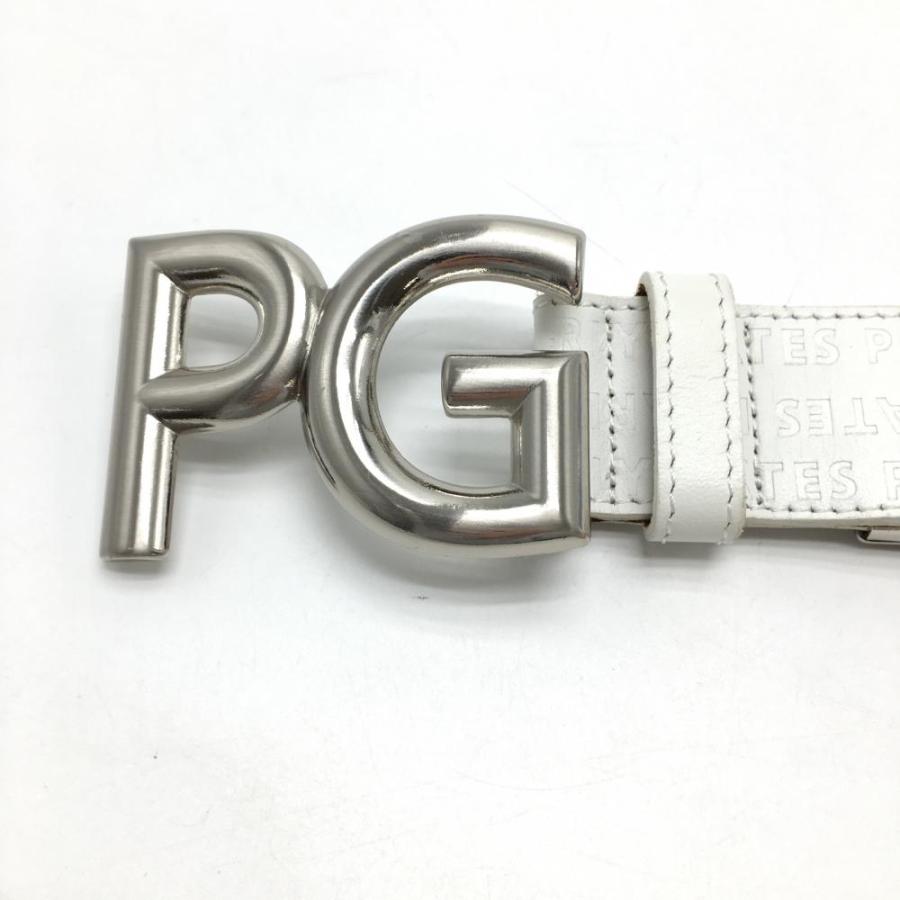 PEARLY GATES（パーリーゲイツ） トップ式ベルト 白 ロゴ型押し メンズ