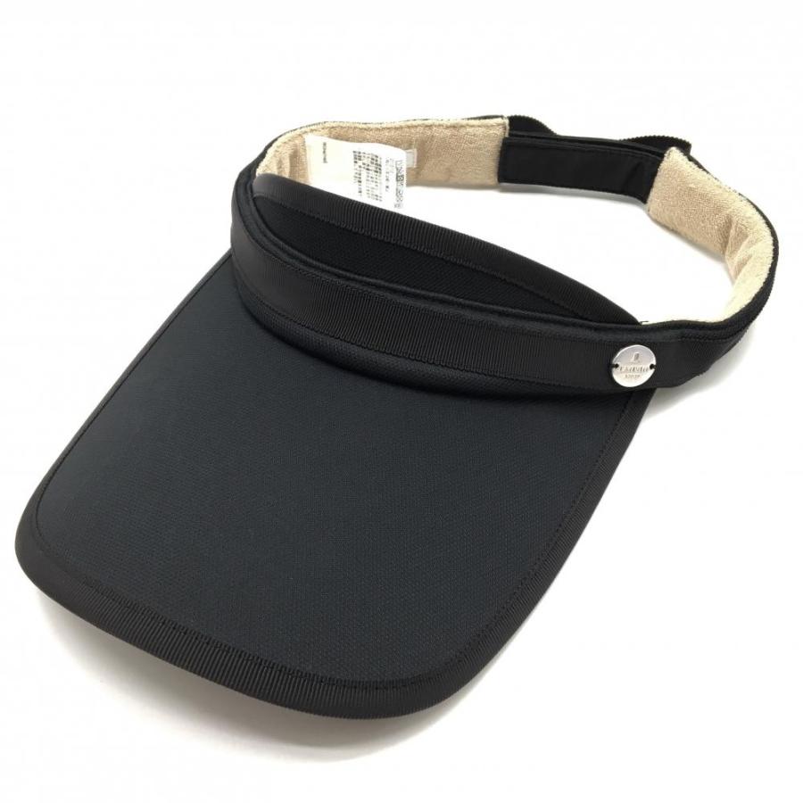 【ランバン】スポーツ バック リボン ゴルフ サンバイザー ストライプ黒ブラック LANVIN SPORT（ランバンスポール） 【美品】ランバンスポール サン