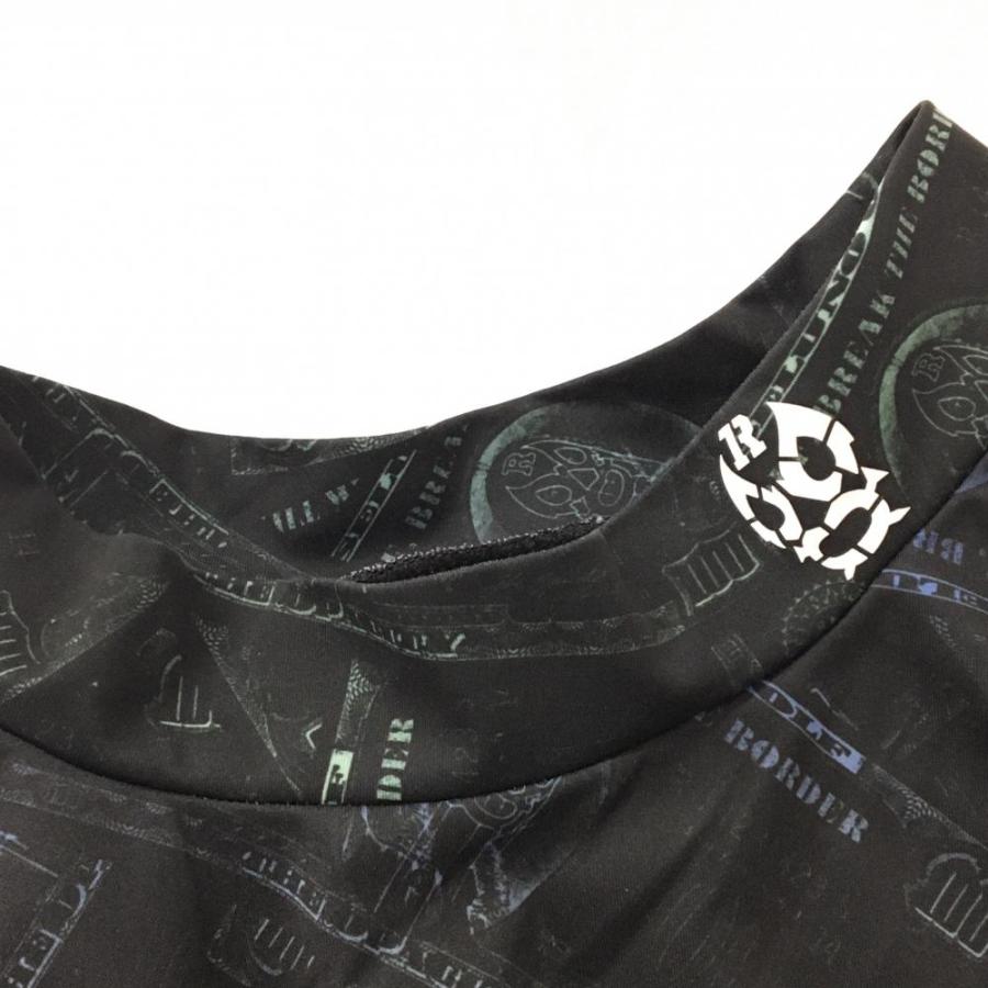 【美品】ラッセルノゴルフ 半袖ハイネックシャツ 黒×ライトグリーン ルチャマスク総柄   メンズ 6(XL) ゴルフウェア RUSSELUNO Russeluno（ラッセルノ） 【美品】ラッセルノゴルフ 半袖ハイネック