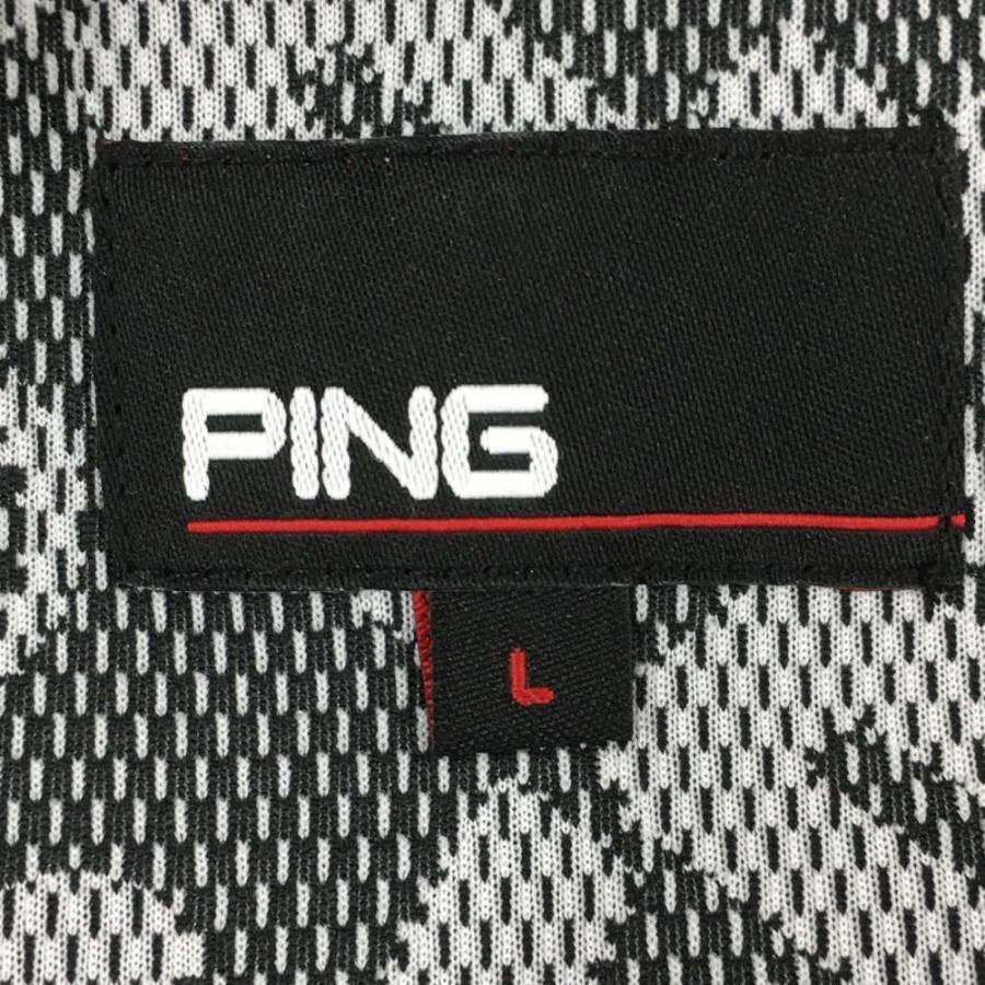 【美品】PING グレー ジャケット（オマケ付） PING（ピン） ジャケット ライトグレー×白 英字地模様 ロゴ刺しゅう