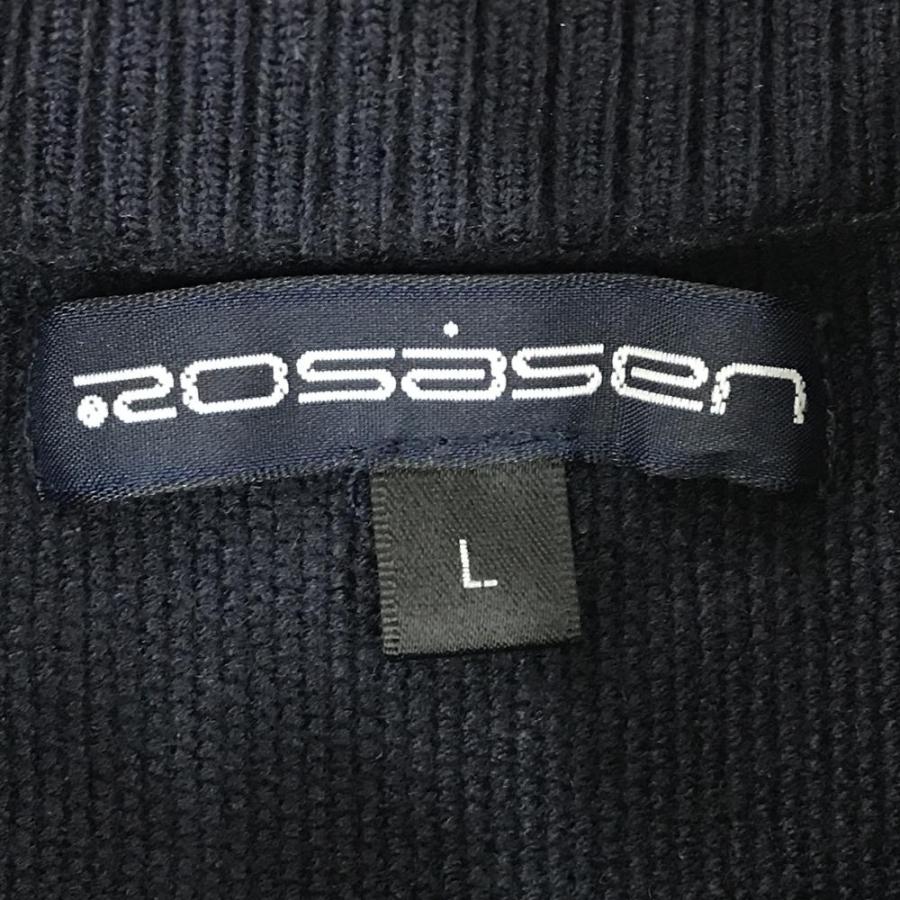 Rosasen（ロサーセン） セーター ネイビー×白 フロントロゴ 袖口ライン