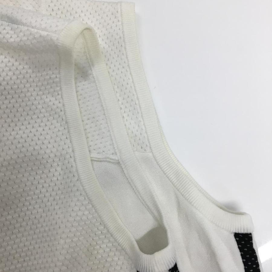CPG GOLF ニットベスト ホワイトM CPG GOLF CPG ニットベスト 白×黒 一部透かし編み ラインストーン