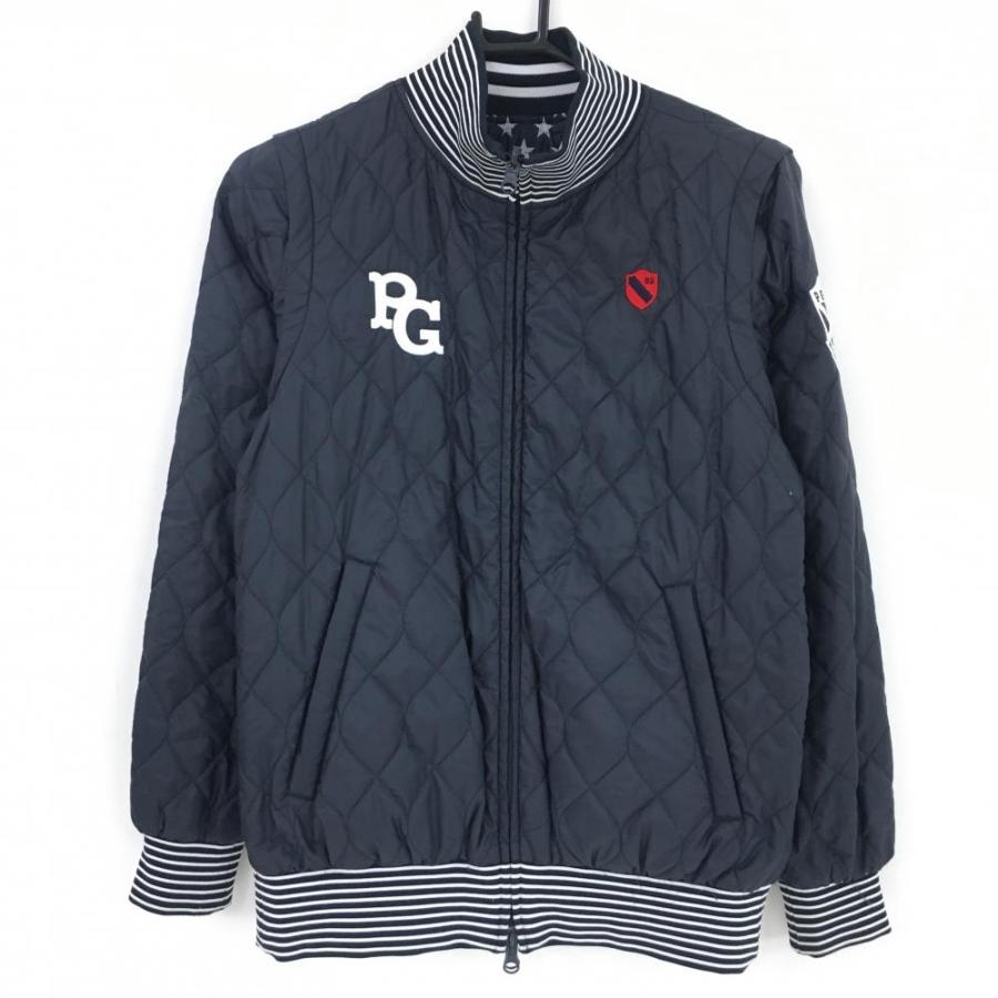 パーリーゲイツ　4way 中綿ブルゾン　メンズ　レディース パーリーゲイツ 4WAYリバーシブル中綿ジャケット ネイビー×白 ロゴ