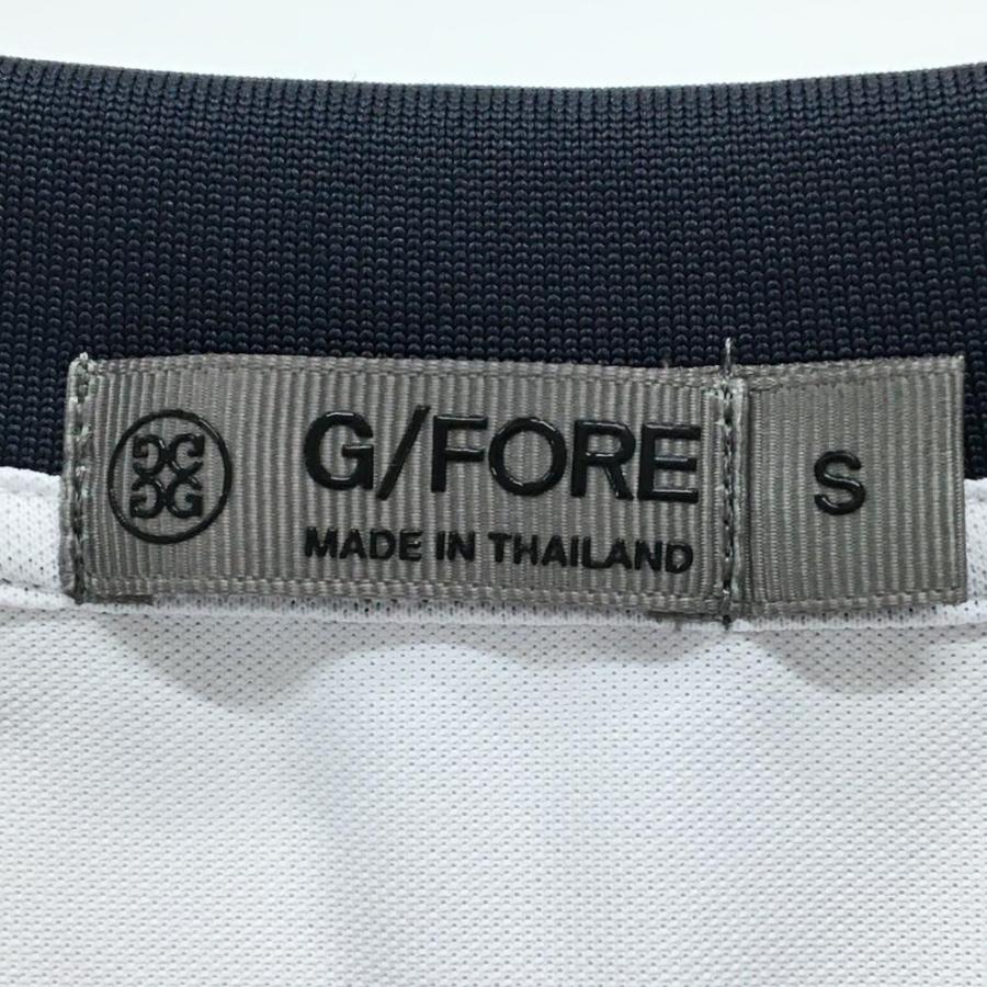 G/FORE（ジーフォア） 半袖ポロシャツ 白×ネイビー 前面刺しゅう総柄