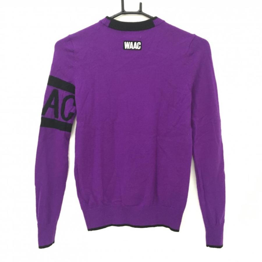 WAAC 【美品】ワック セーター パープル×黒 ロゴワッペン 羊毛100