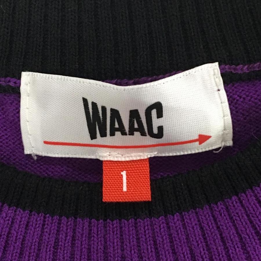 WAAC 【美品】ワック セーター パープル×黒 ロゴワッペン 羊毛100