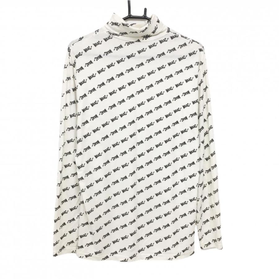WAAC 【美品】ワック 長袖ハイネックシャツ 白×黒 ロゴ総柄 表微起毛