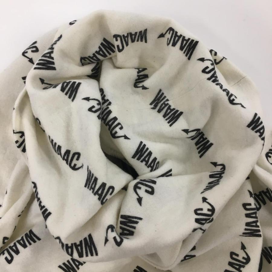 WAAC 【美品】ワック 長袖ハイネックシャツ 白×黒 ロゴ総柄 表微起毛