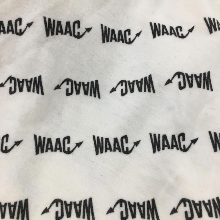WAAC 【美品】ワック 長袖ハイネックシャツ 白×黒 ロゴ総柄 表微起毛