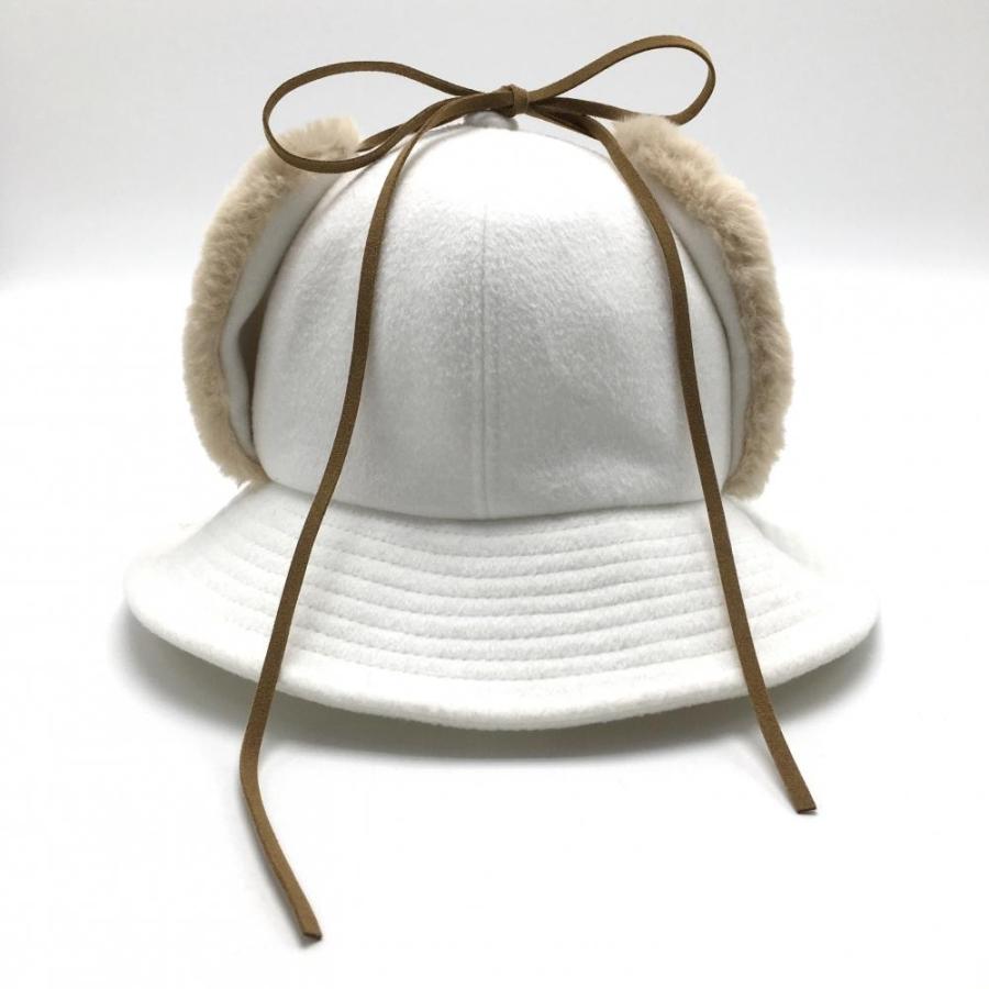 WAAC 【新品】ワック ハット 白×ベージュ 耳当て付 耳当て裏ボア 1098