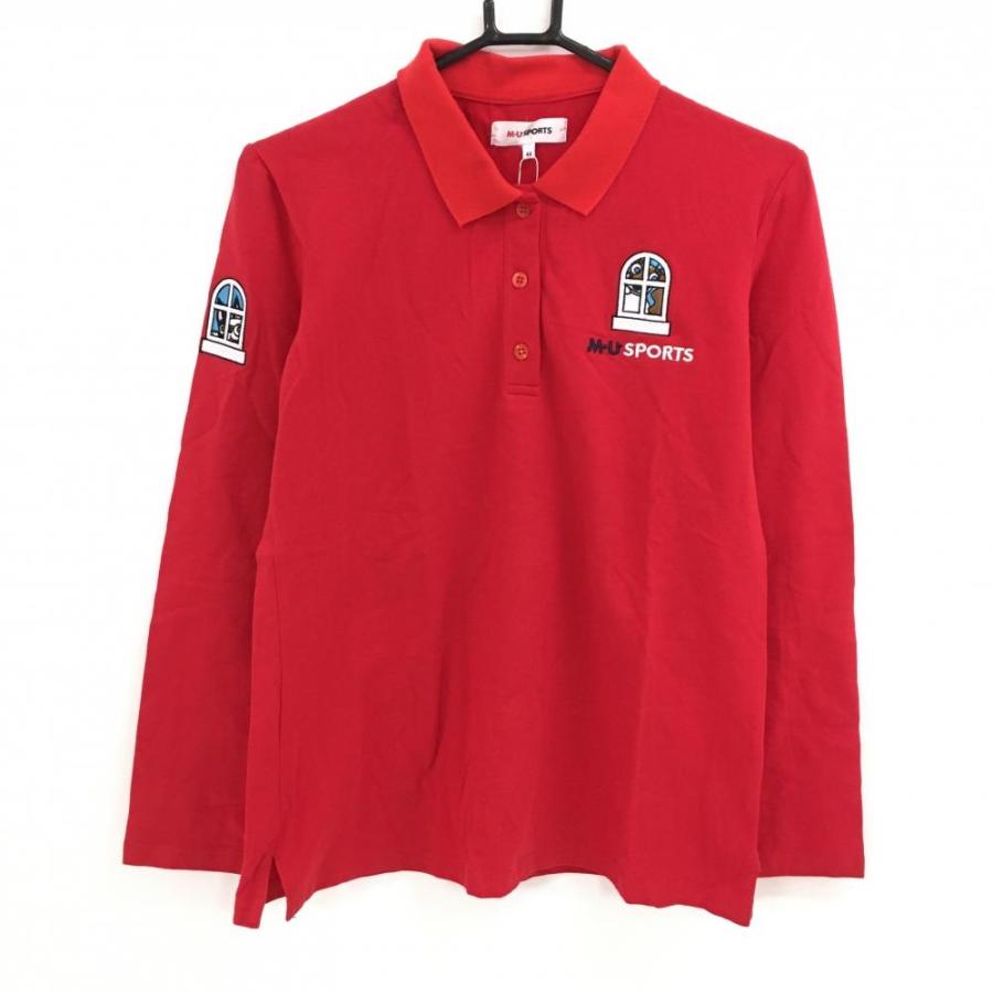 M・U SPORTS 【新品】MUスポーツ 長袖ポロシャツ レッド ロゴ刺しゅう 