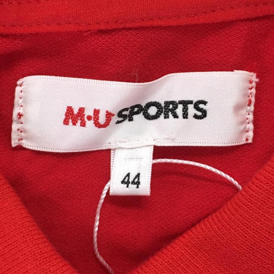 M・U SPORTS 【新品】MUスポーツ 長袖ポロシャツ レッド ロゴ刺しゅう 