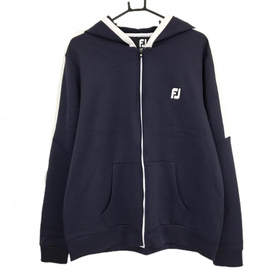 FootJoy（フットジョイ） ジップパーカー ネイビー×白 裏起毛