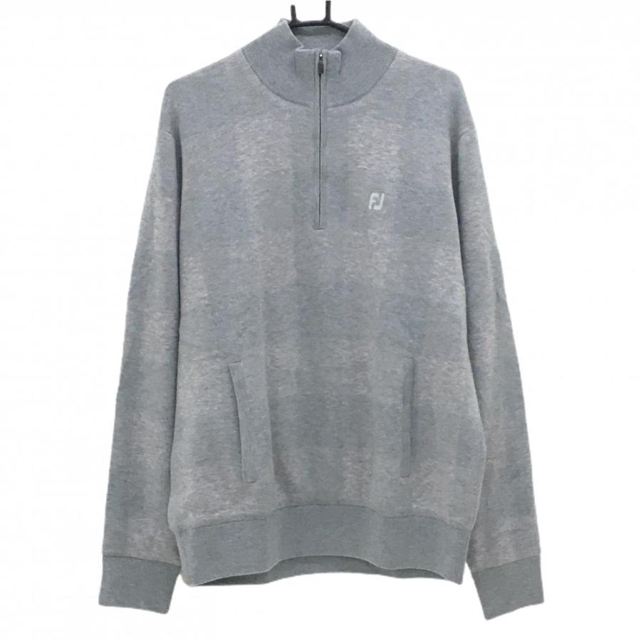 美品 FOOT JOY メンズ ゴルフ ニット パ－カ－ XL グレー×黒 FootJoy（フットジョイ） 【超美品】フットジョイ 裏地付セーター