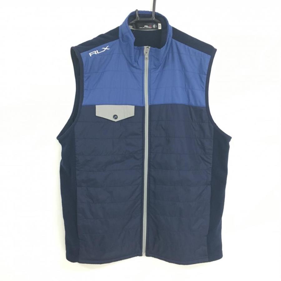 RLX RLXラルフローレン 切替フリースベスト ネイビー×ブルー 肩ロゴ