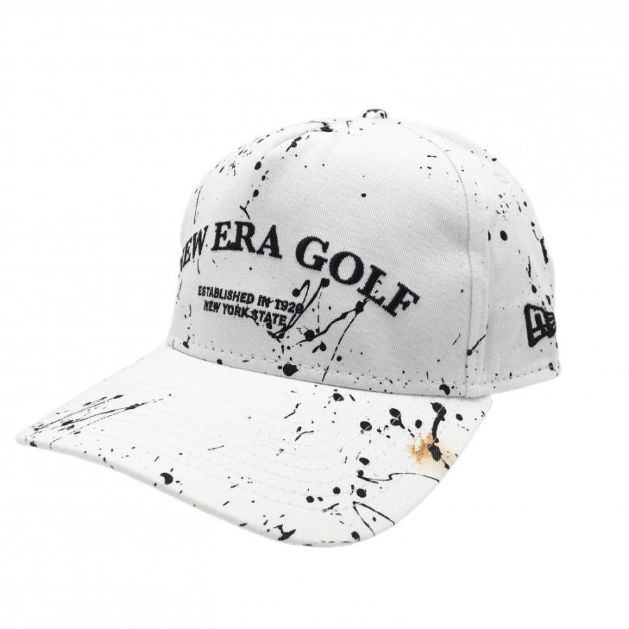 NEW ERA（ニューエラ） キャップ 白×黒 ペイント柄 ロゴ ゴルフウェア