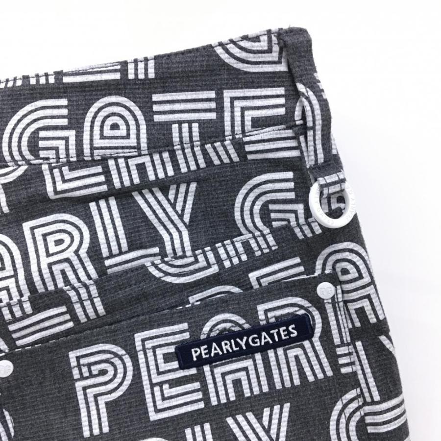 【新品】パーリーゲイツ パンツ ダークグレー×白 ロゴ総柄 ボーダー織生地 レディース 00(XS) ゴルフウェア PEARLY GATES PEARLY GATES（パーリーゲイツ） 【新品】パーリーゲイツ パンツ