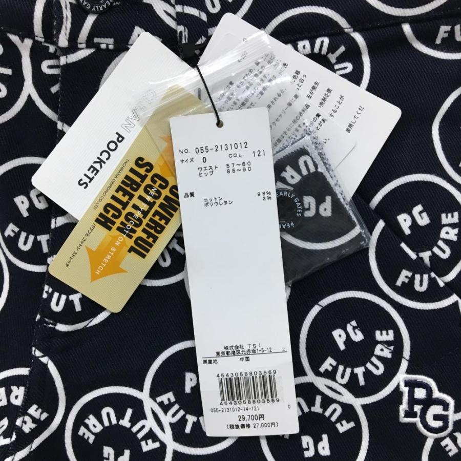 【新品】パーリーゲイツ パンツ ダークネイビー×白 FUTUREニコ ストレッチ レディース 0(S) ゴルフウェア PEARLY GATESの画像