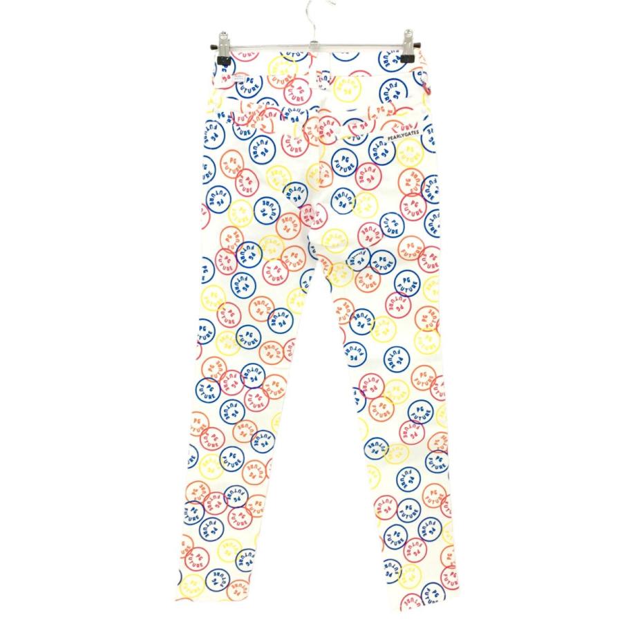 【新品】パーリーゲイツ パンツ 白×マルチカラー FUTUREニコ ストレッチ レディース 00(XS) ゴルフウェア PEARLY GATESの画像