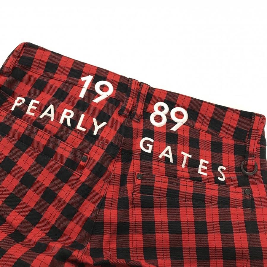 【新品】パーリーゲイツ パンツ レッド×黒 チェック ストレッチ レディース 0(S) ゴルフウェア PEARLY GATESの画像