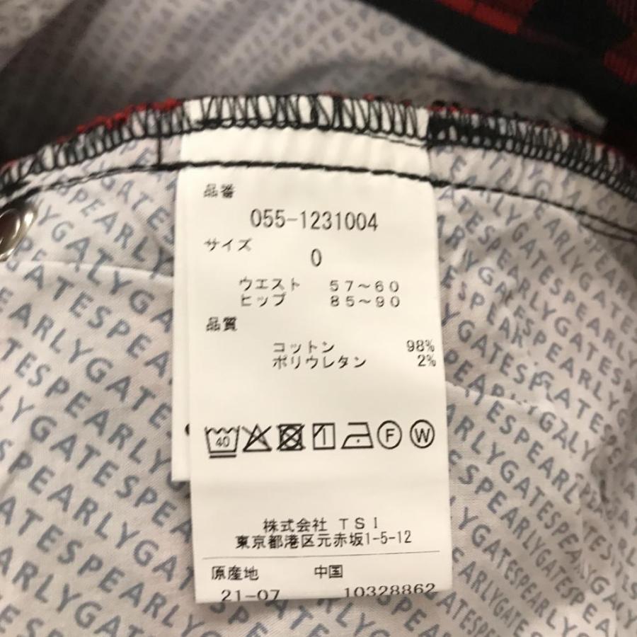 【新品】パーリーゲイツ パンツ レッド×黒 チェック ストレッチ レディース 0(S) ゴルフウェア PEARLY GATESの画像