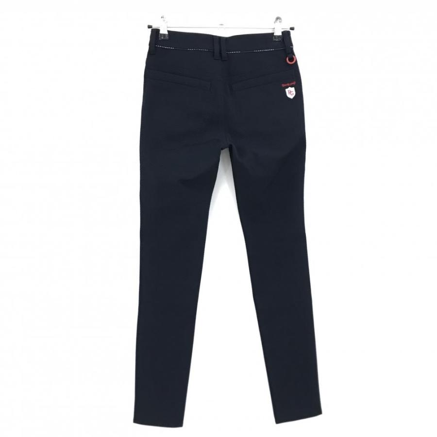 【新品】パーリーゲイツ パンツ 黒×レッド ダイヤ柄織生地 ロゴ刺しゅう レディース 00(XS) ゴルフウェア PEARLY GATESの画像