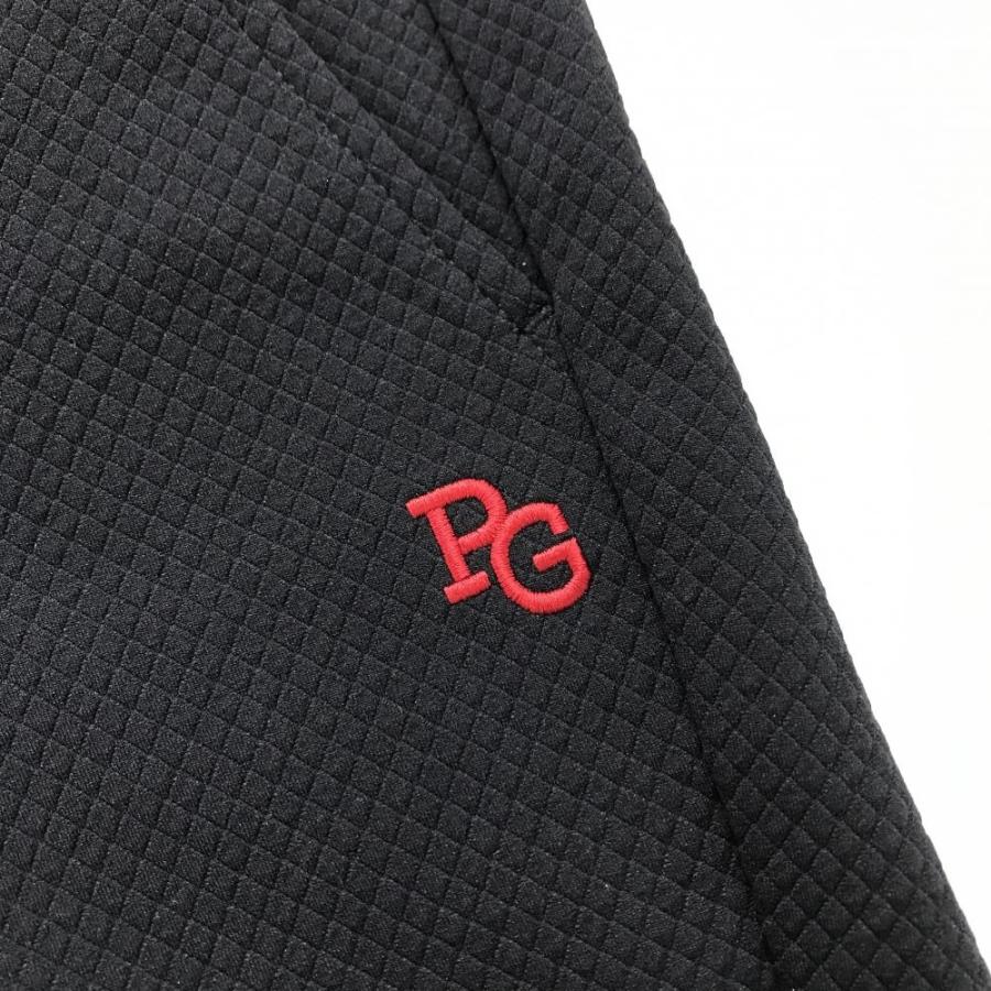 【新品】パーリーゲイツ パンツ 黒×レッド ダイヤ柄織生地 ロゴ刺しゅう レディース 00(XS) ゴルフウェア PEARLY GATESの画像
