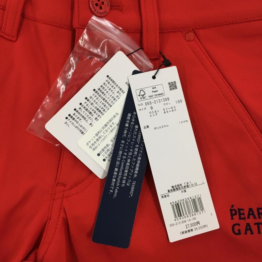 【新品】パーリーゲイツ パンツ レッド×ネイビー ロゴ刺しゅう ストレッチ レディース 0(S) ゴルフウェア PEARLY GATESの画像