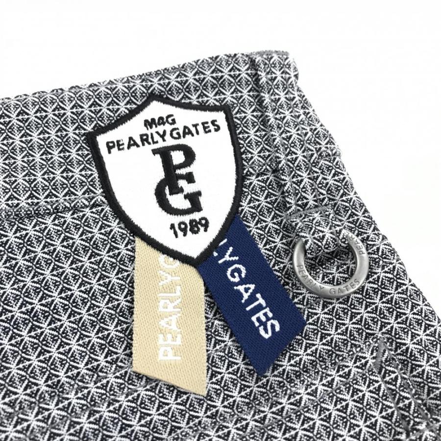 【新品】パーリーゲイツ パンツ 黒×白 総柄 ロゴ刺しゅう レディース 0(S) ゴルフウェア PEARLY GATESの画像