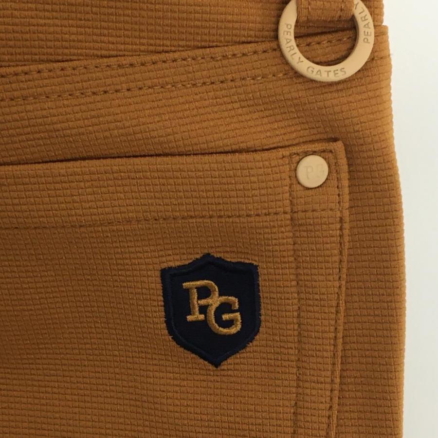 【新品】パーリーゲイツ パンツ ブラウン ロゴネイビー ストレッチ レディース 00(XS) ゴルフウェア PEARLY GATESの画像