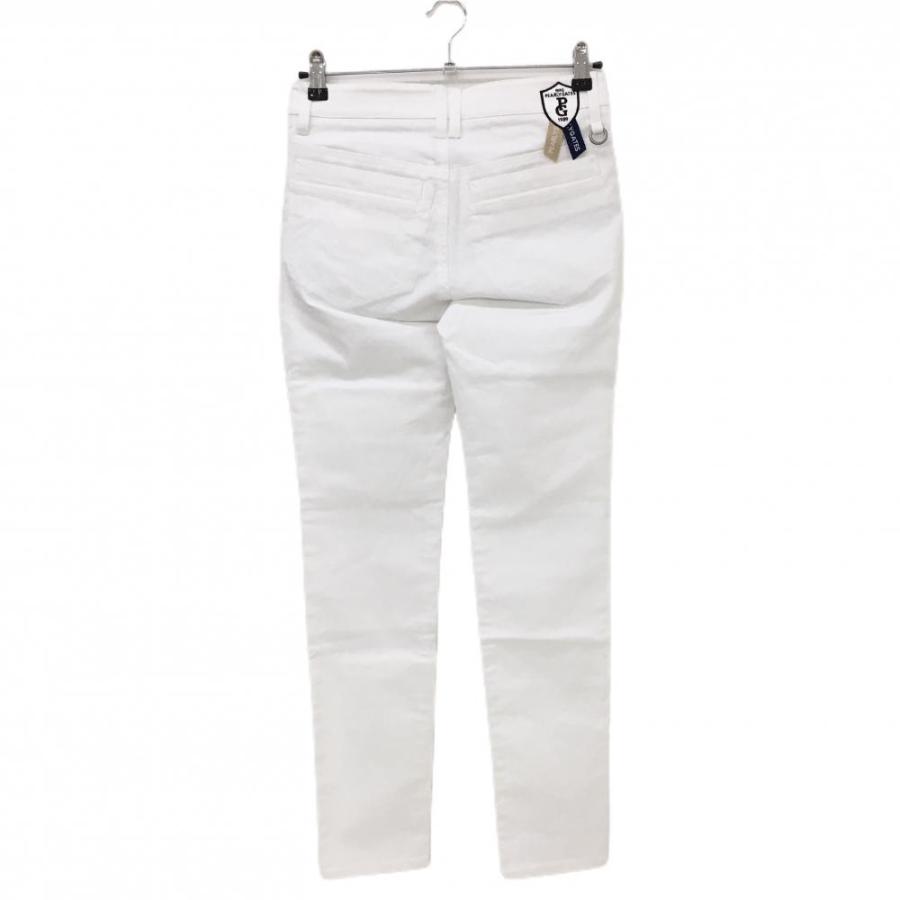 【新品】パーリーゲイツ パンツ 白×黒 織生地 ロゴ刺しゅう ストレッチ レディース 0(S) ゴルフウェア PEARLY GATESの画像