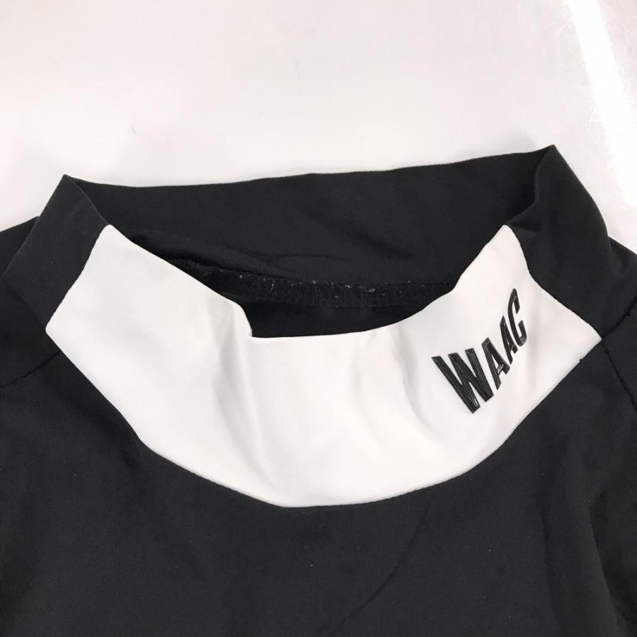 WAAC 【美品】ワック 長袖ハイネックシャツ 黒×白 背面ロゴ サイド切替