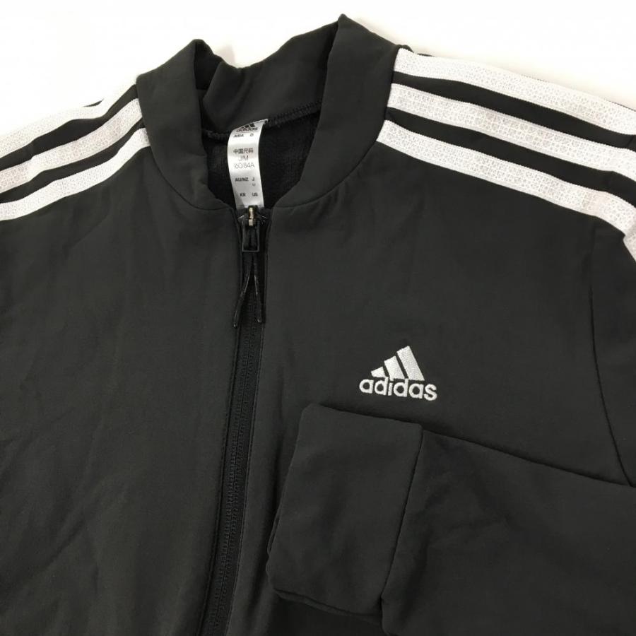 超美品】アディダス ジャケット 黒×白 ストライプ織生地 袖3ライン 