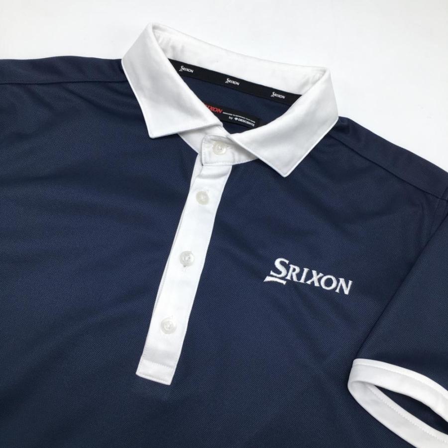SRIXON 【美品】スリクソンバイデサント 半袖ポロシャツ ネイビー×白