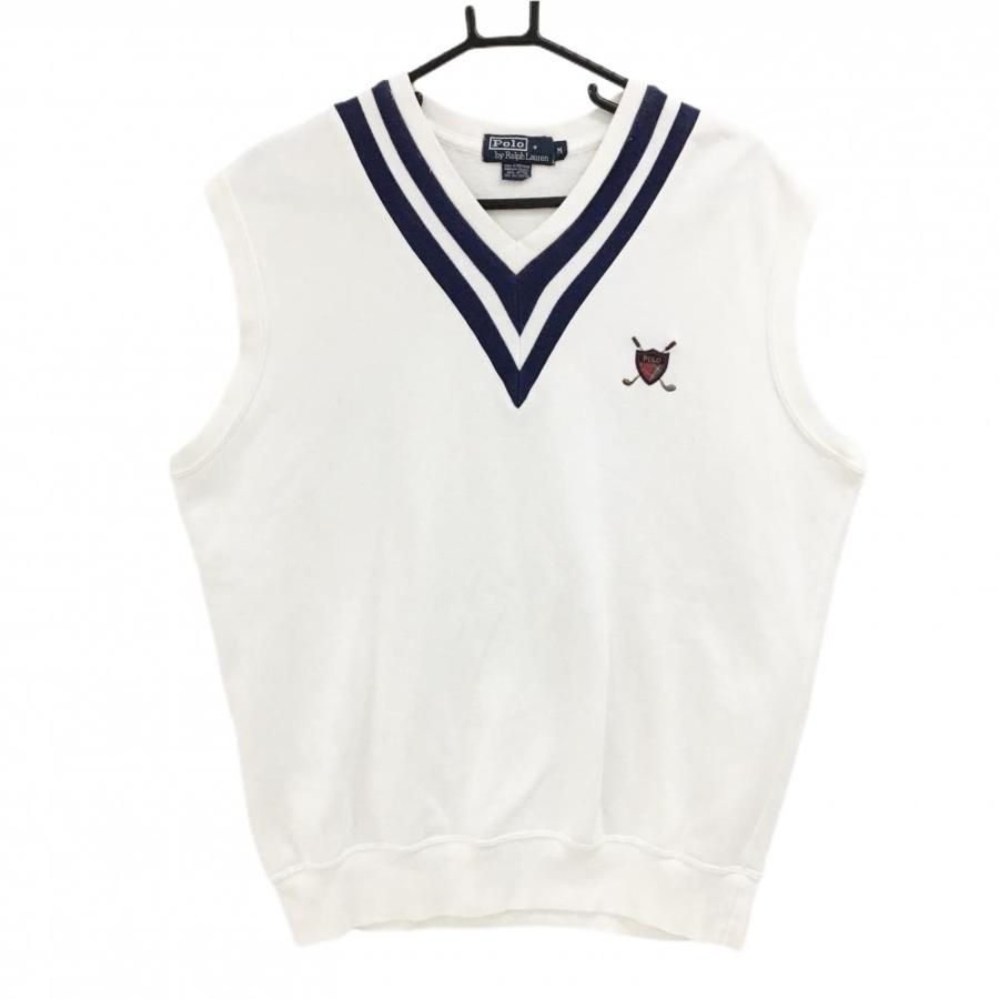 POLO RALPH LAUREN（ポロ・ラルフローレン） ベスト 白×ネイビー 裏微 