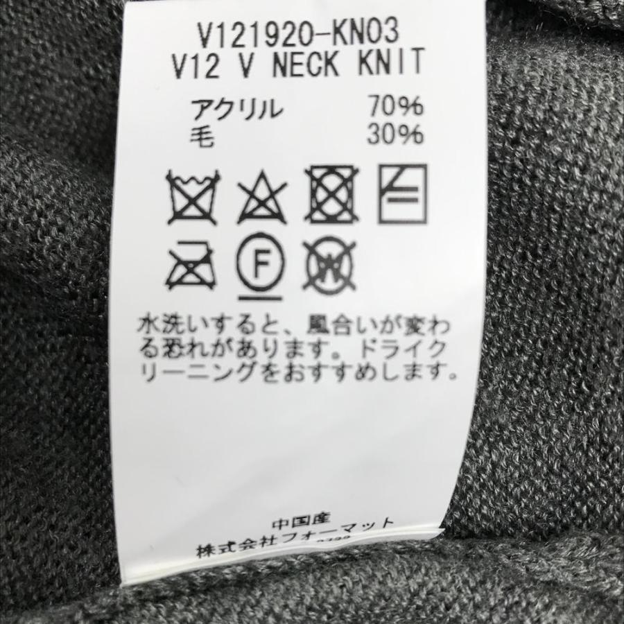 【超美品】V12 セーター グレー×白×ネイビー ウール混 袖口配色 ニット メンズ M ゴルフウェア V12の画像