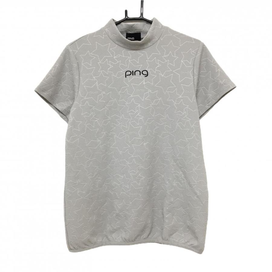 PING（ピン） 【超美品】ピン 半袖ハイネックシャツ ライトグレー系 星