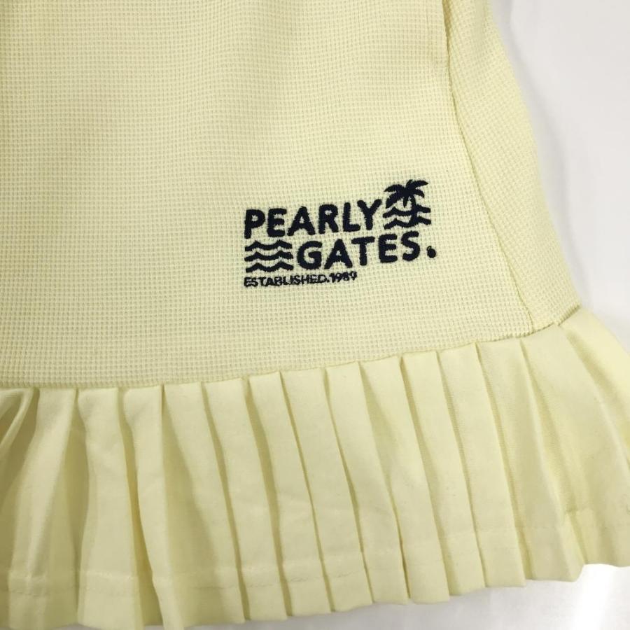【新品】パーリーゲイツ スカート イエロー系 裾プリーツ 織生地 ウエストゴム ロゴ刺しゅう レディース 1(M) ゴルフウェア PEARLY GATES PEARLY GATES（パーリーゲイツ） 【新品】パーリーゲイツ スカート