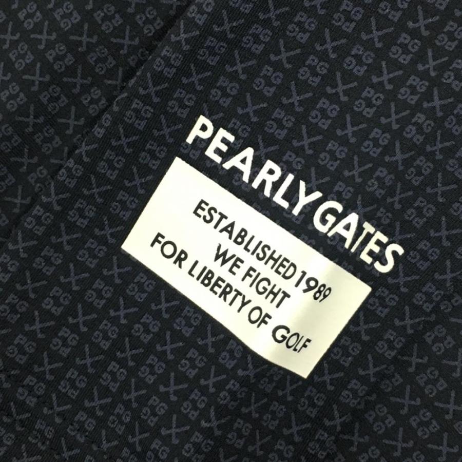 【新品】パーリーゲイツ ハイネックインナーシャツ ダークネイビー×グレー 総柄 Beatrix cool レディース 0(S) ゴルフウェア PEARLY GATESの画像