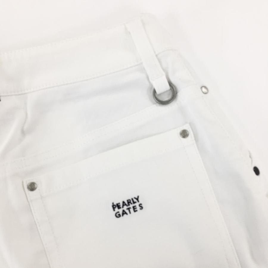 【新品】パーリーゲイツ スカート 白 ロゴネイビー ストレッチ 橘織物 KURABO レディース 0(S) ゴルフウェア PEARLY GATESの画像